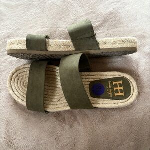 NWOB - Jute Espadrilles Flat Sandal Green - 8.5